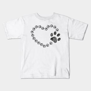 Made of paw print heart. Happy Valentine's day design Kids T-Shirt